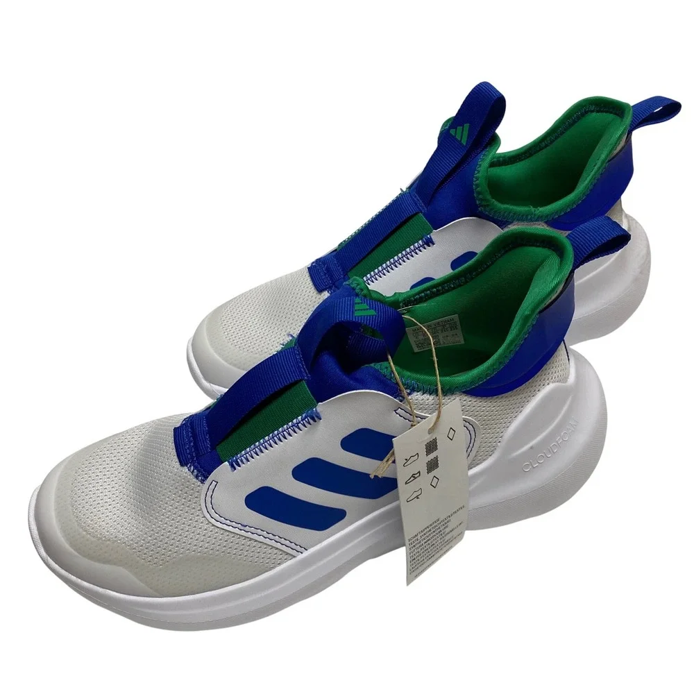 Adidas Tensaur Comfort Slip On Youth Boys Blue, Wht Sneakers Casual Shoes 6 NWOB